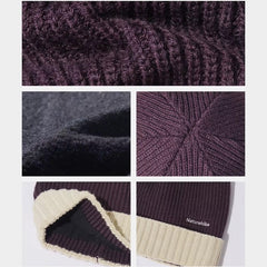 Bonnet à revers en laine, coloris bicolores