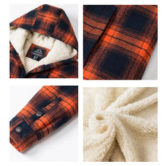 Veste-chemise en flanelle doublée sherpa à capuche homme