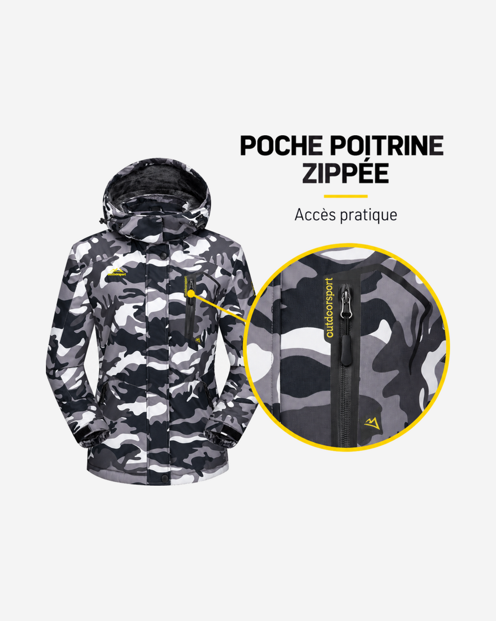 Veste de ski femme camouflage doublée polaire
