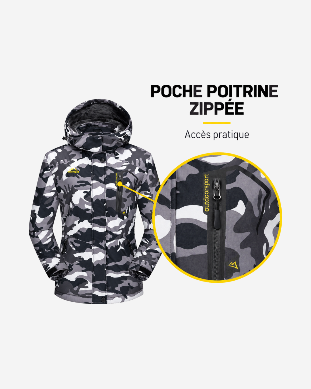 Veste de ski femme camouflage doublée polaire