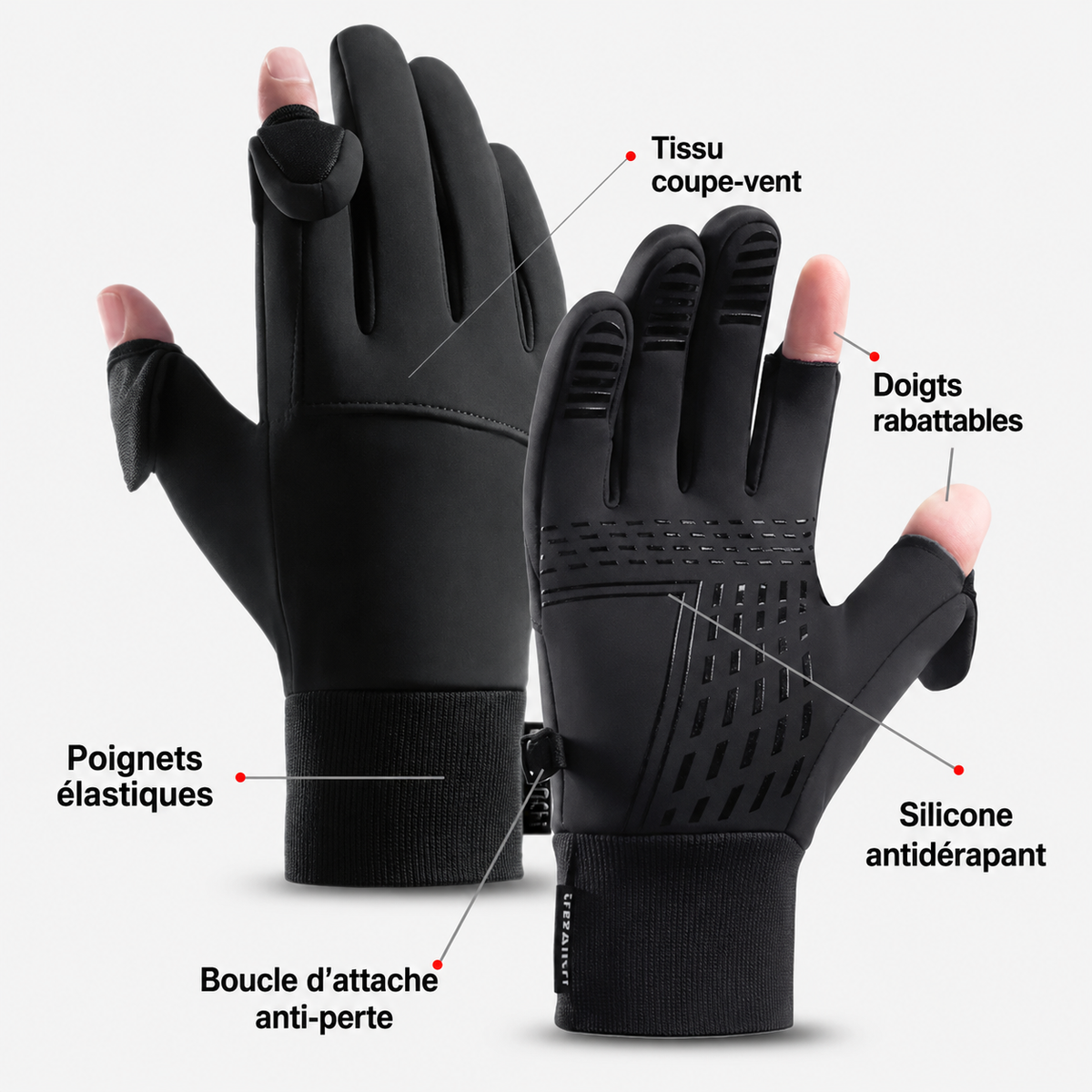 Gants de randonnée à doigts coupés tactiles