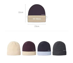 Bonnet à revers en laine, coloris bicolores