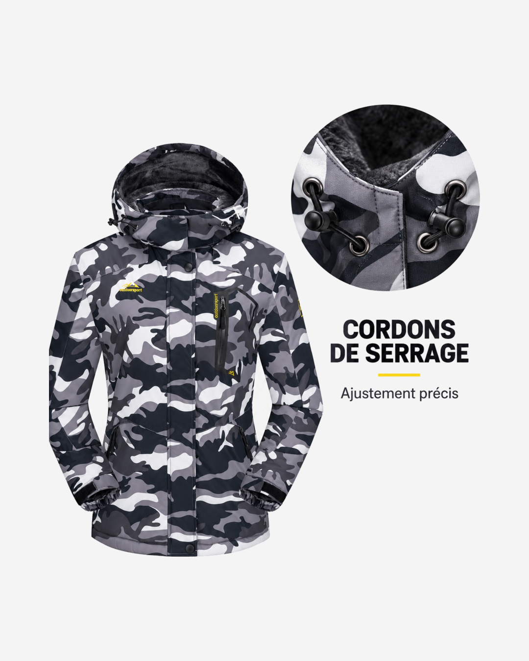 Veste de ski femme camouflage doublée polaire