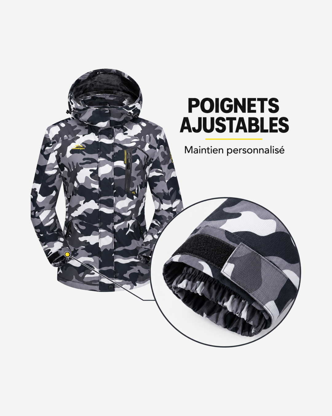 Veste de ski femme camouflage doublée polaire