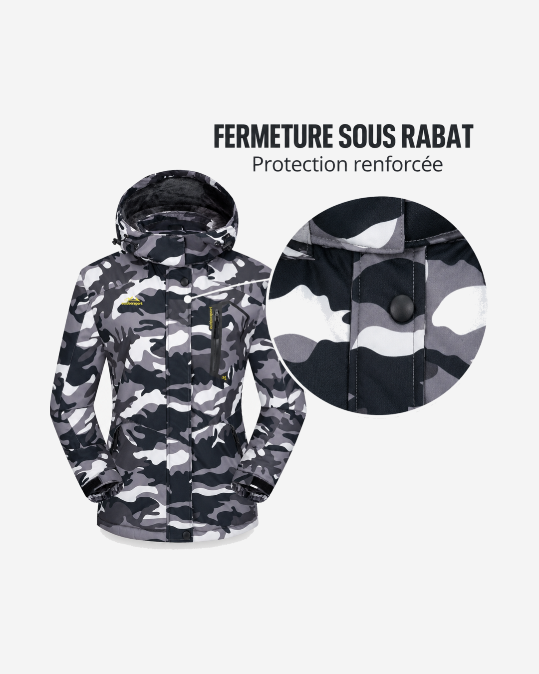 Veste de ski femme camouflage doublée polaire