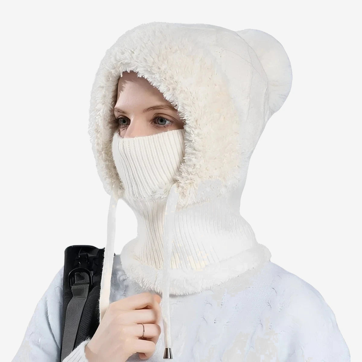 Cagoule écharpe chaude femme en maille