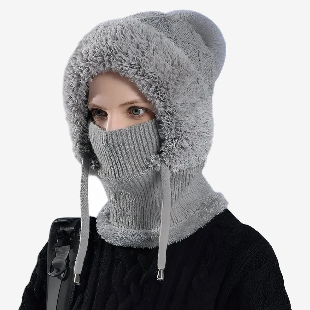 Cagoule écharpe chaude femme en maille
