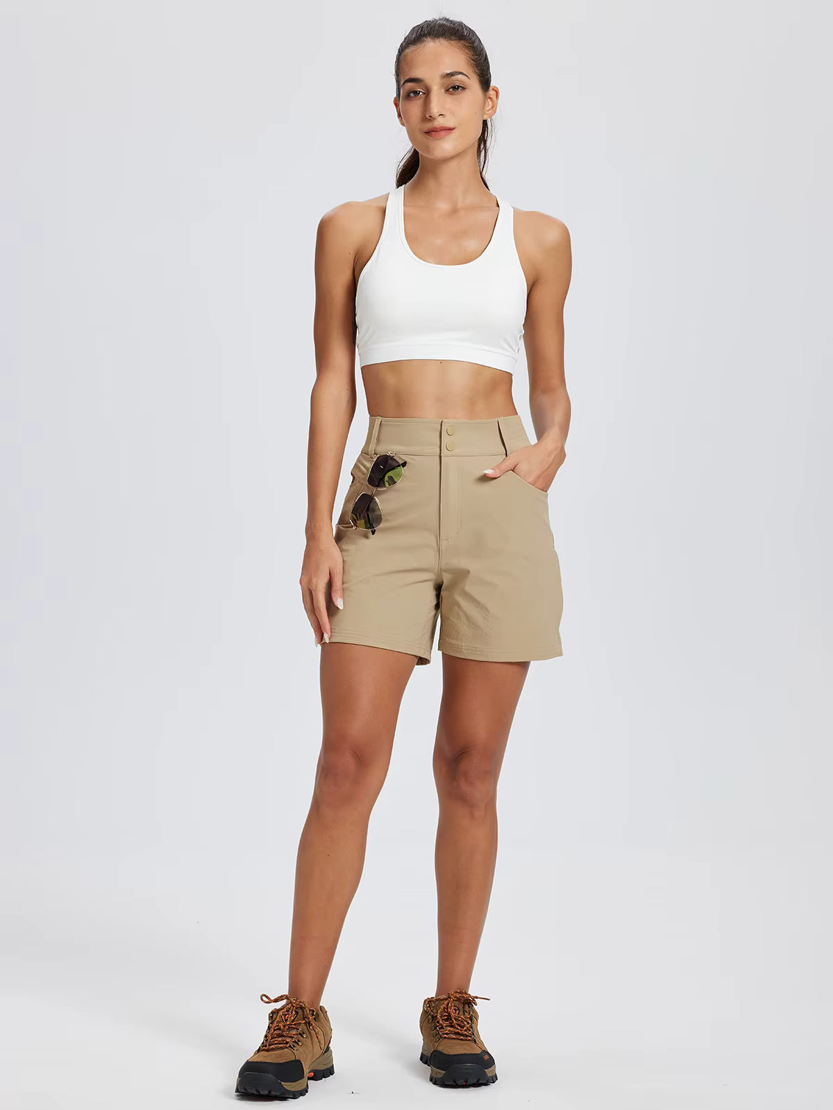 Short cargo de randonnée femme 6 poches
