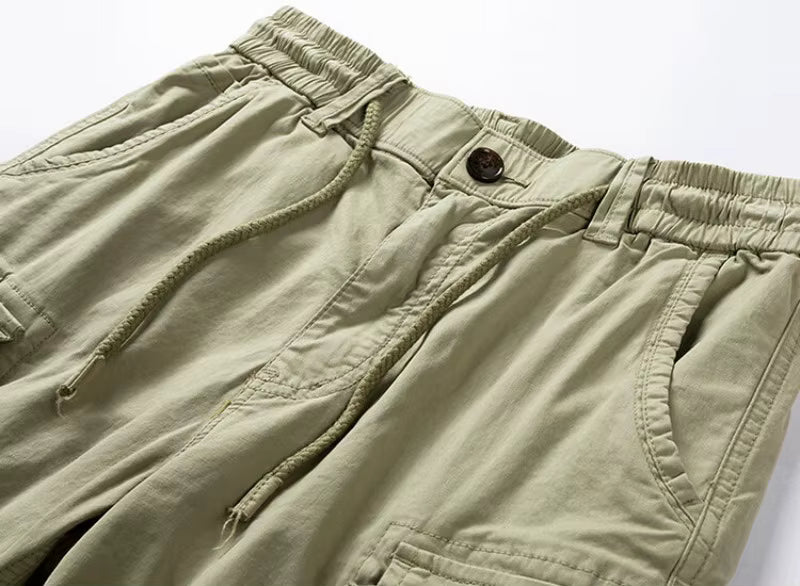 Short cargo homme multi-poches à taille élastique