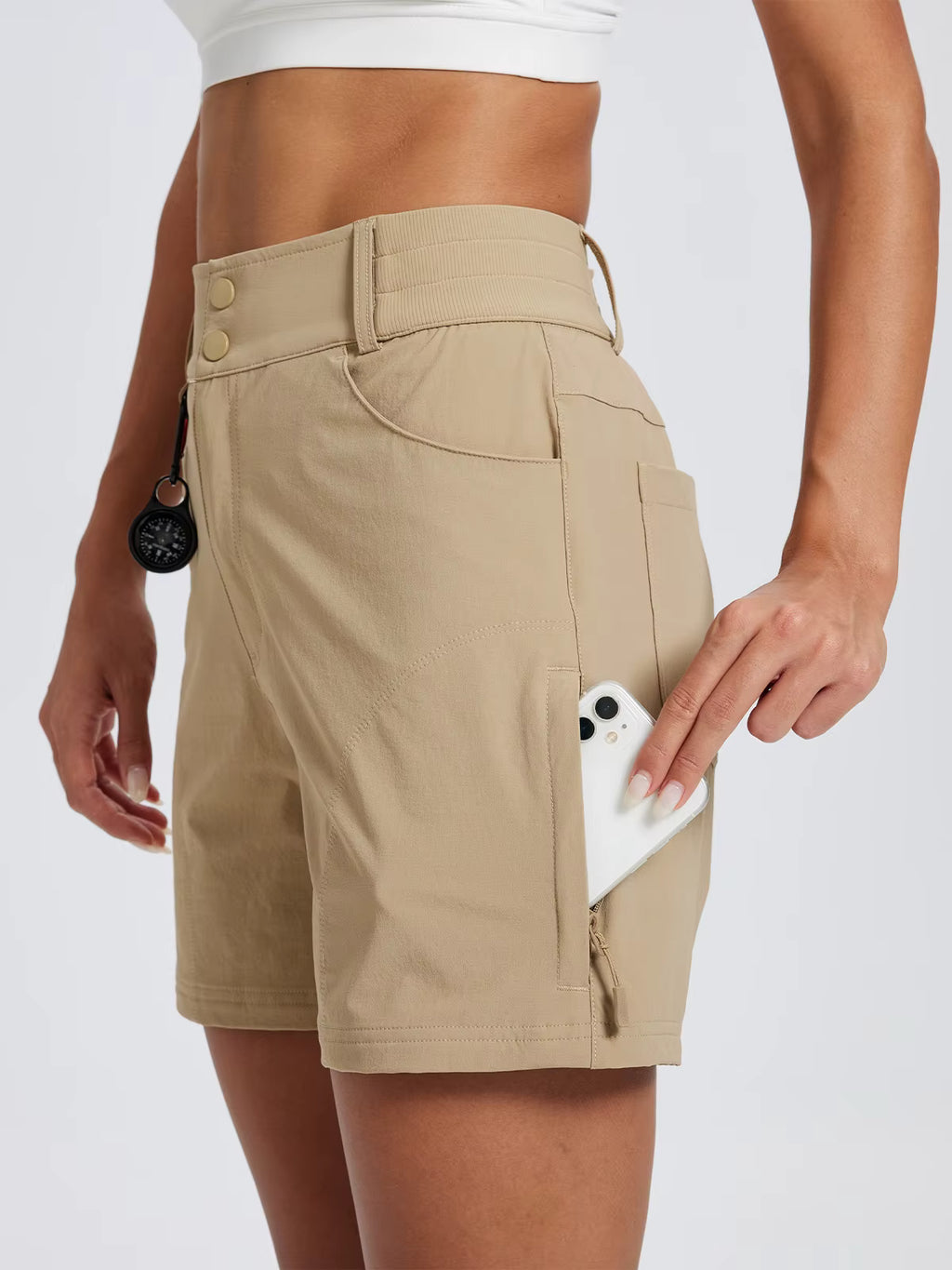Short cargo de randonnée femme 6 poches