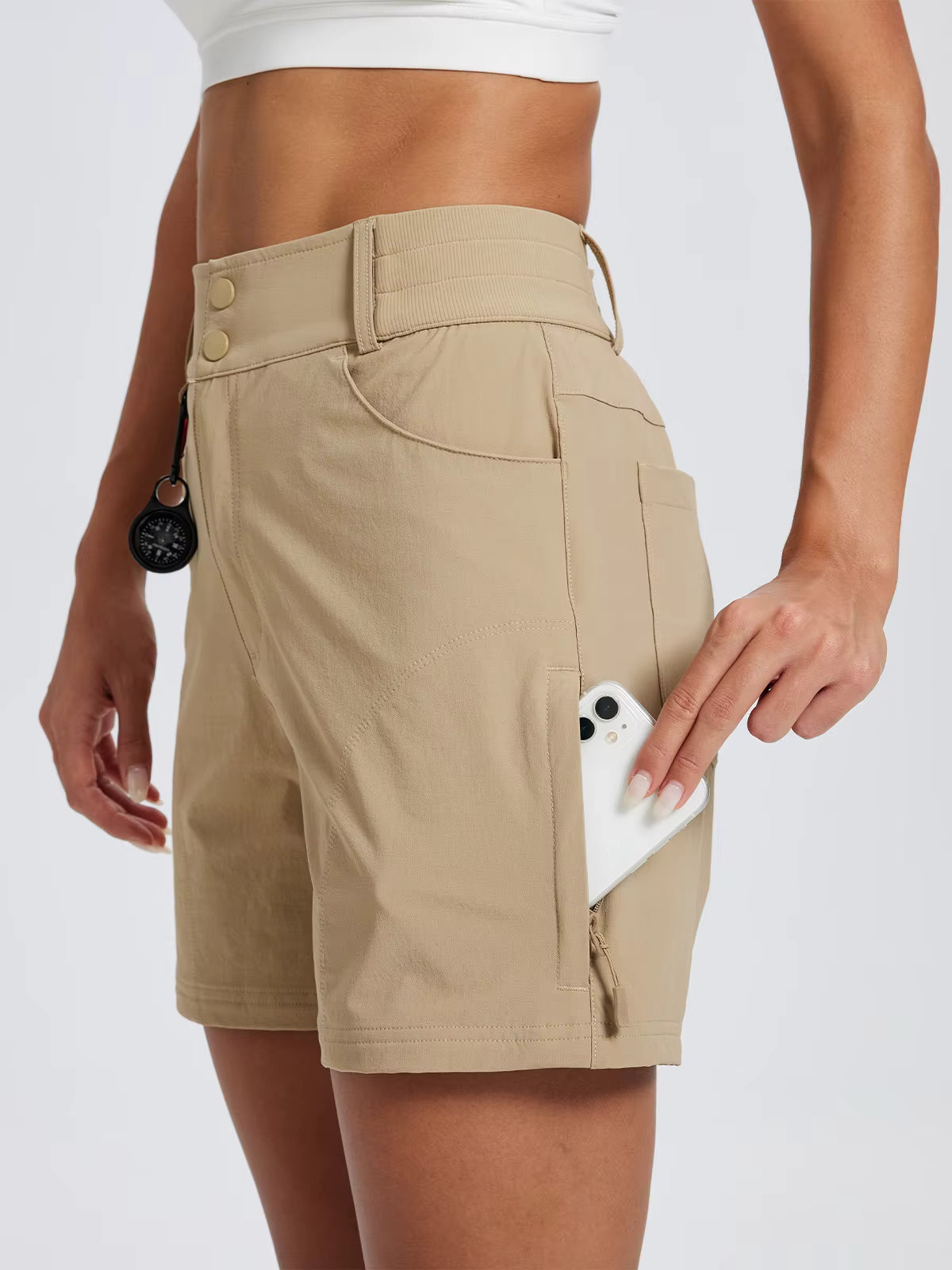 Short cargo de randonnée femme 6 poches
