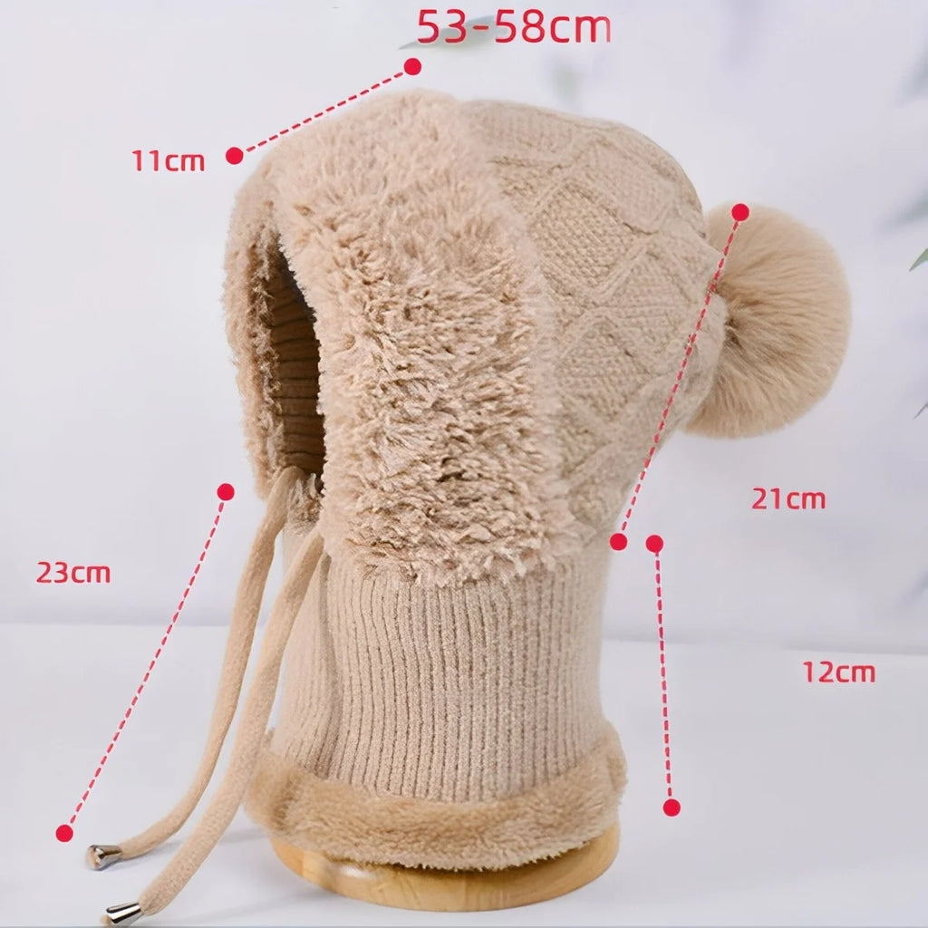 Cagoule écharpe chaude femme en maille