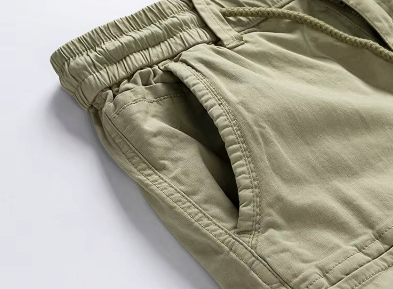 Short cargo homme multi-poches à taille élastique