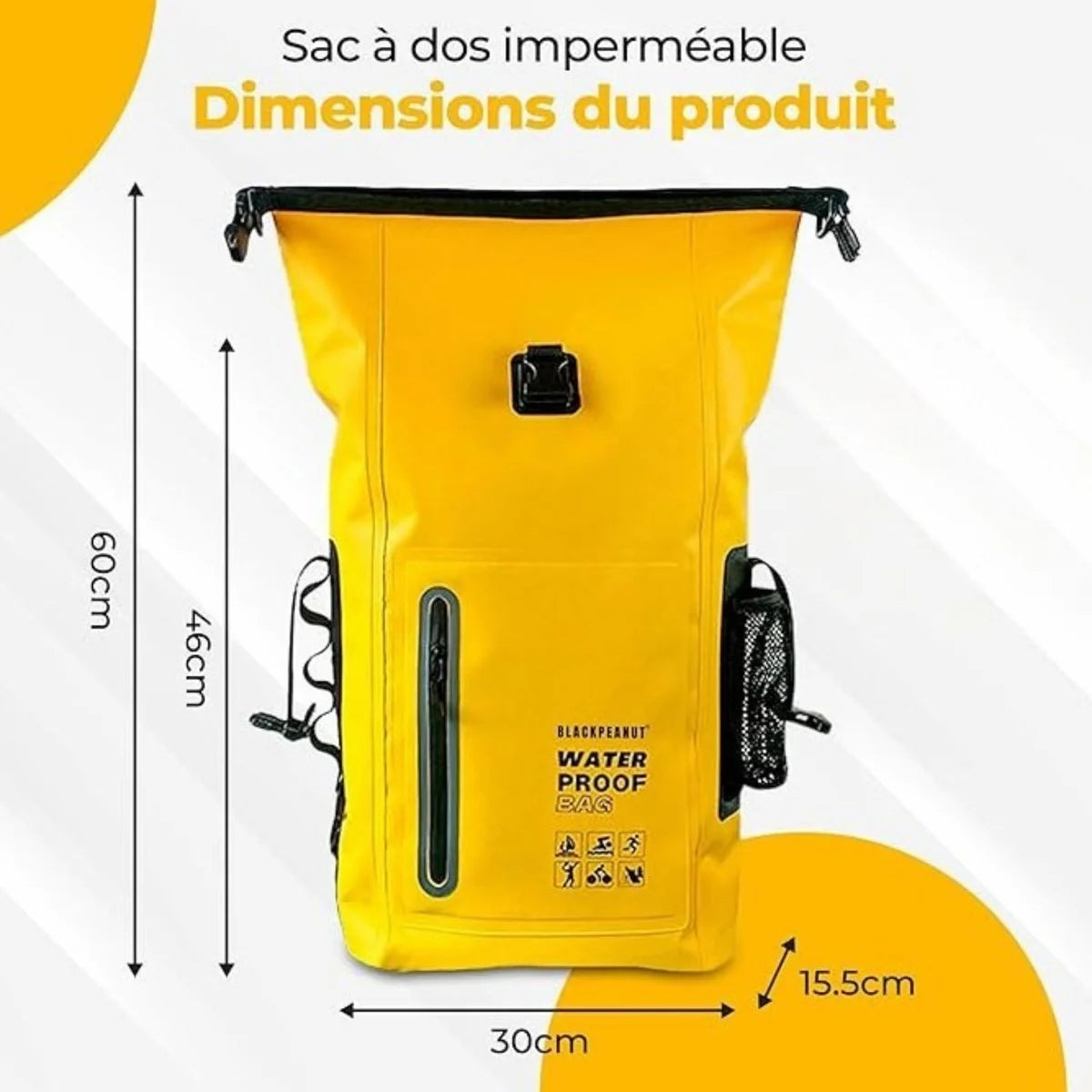 Sac à dos étanche 25 L en PVC 500D