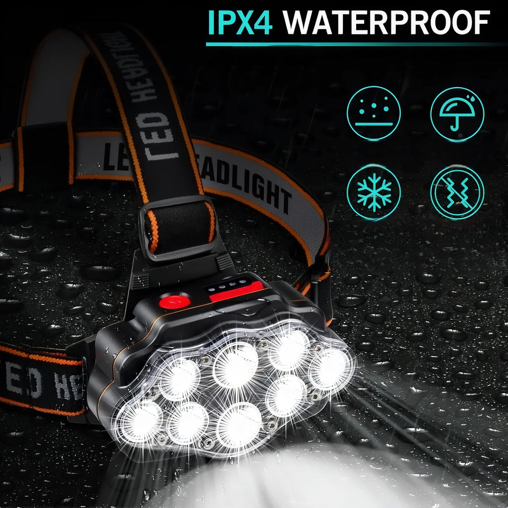 Lampe frontale de randonnée 8 LED