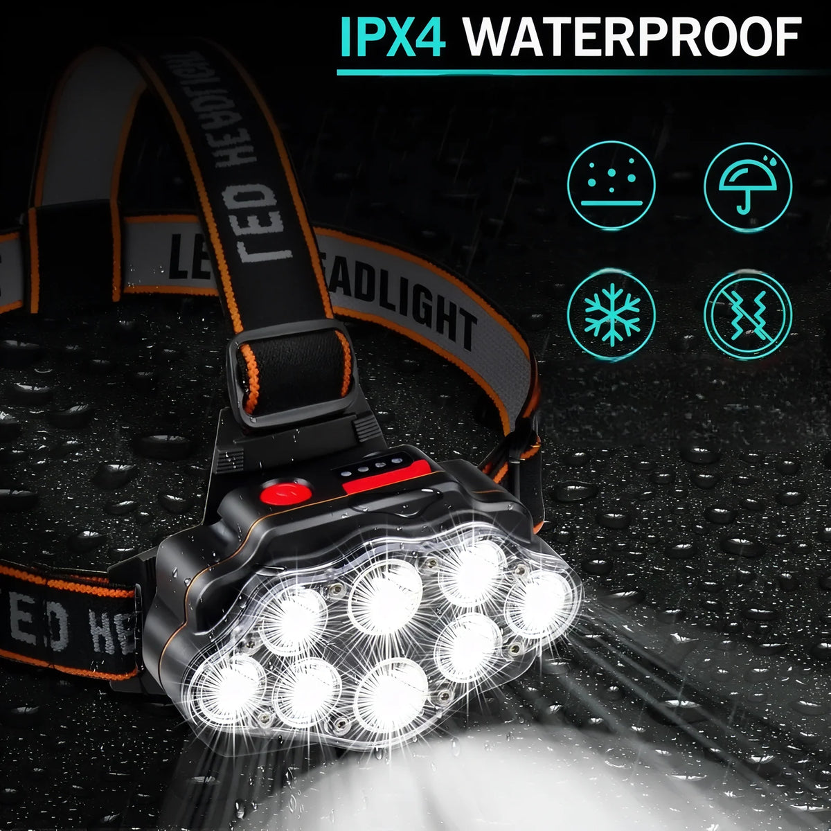 Lampe frontale de randonnée 8 LED