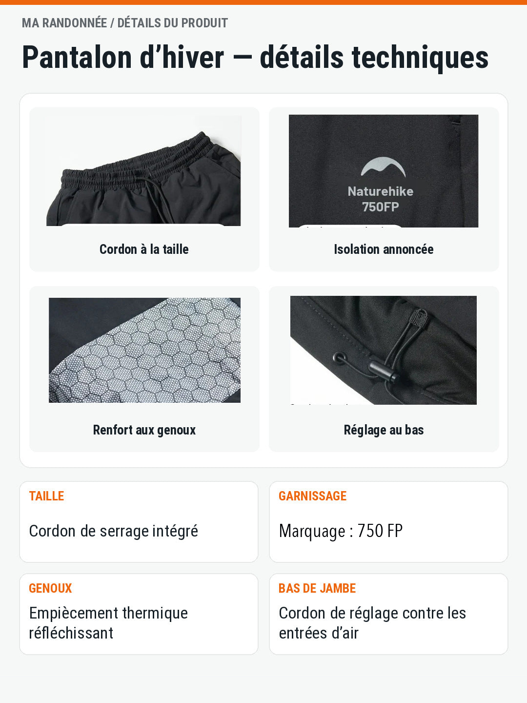 Ma Randonnée — détails techniques du produit en français, illustration 2