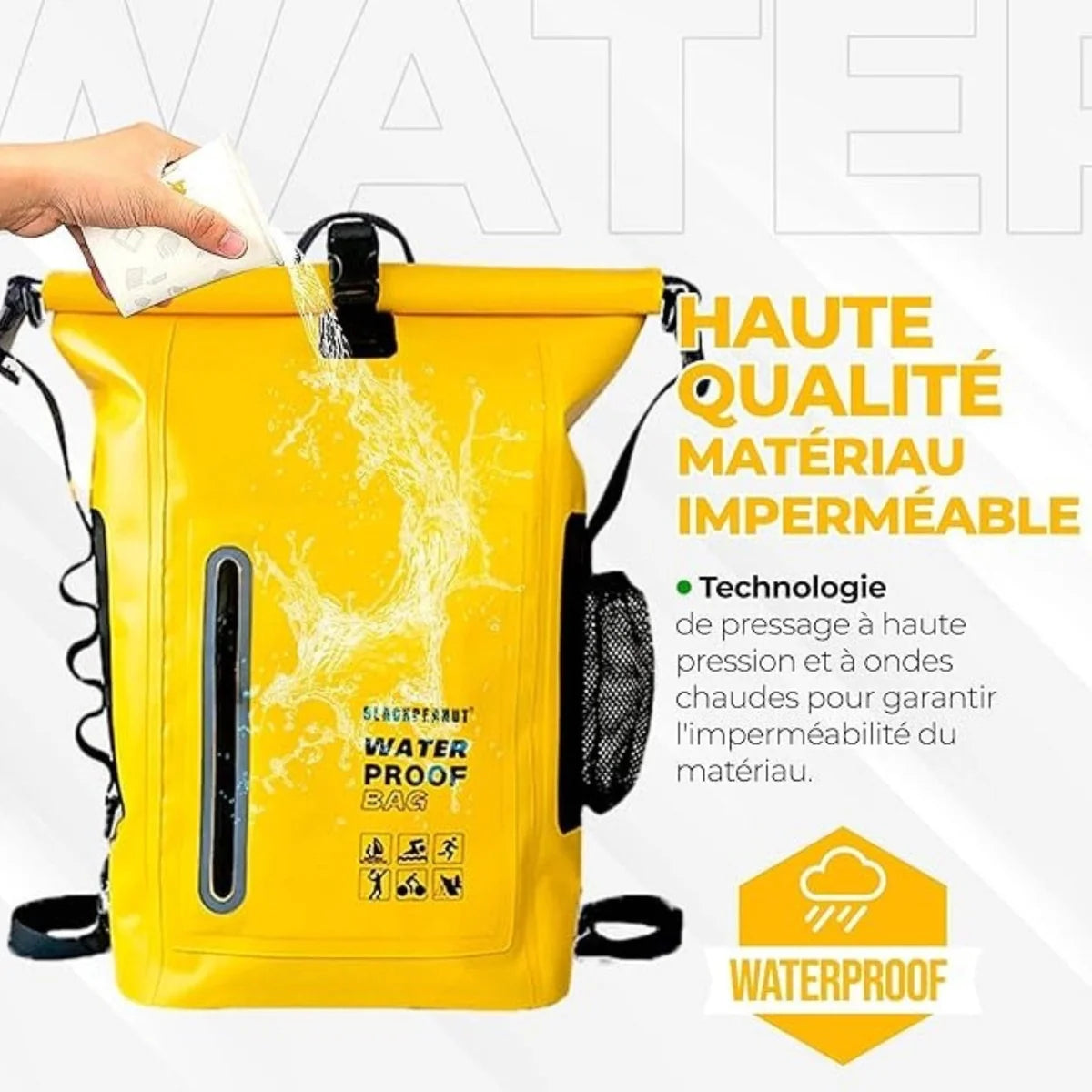 Sac à dos étanche 25 L en PVC 500D
