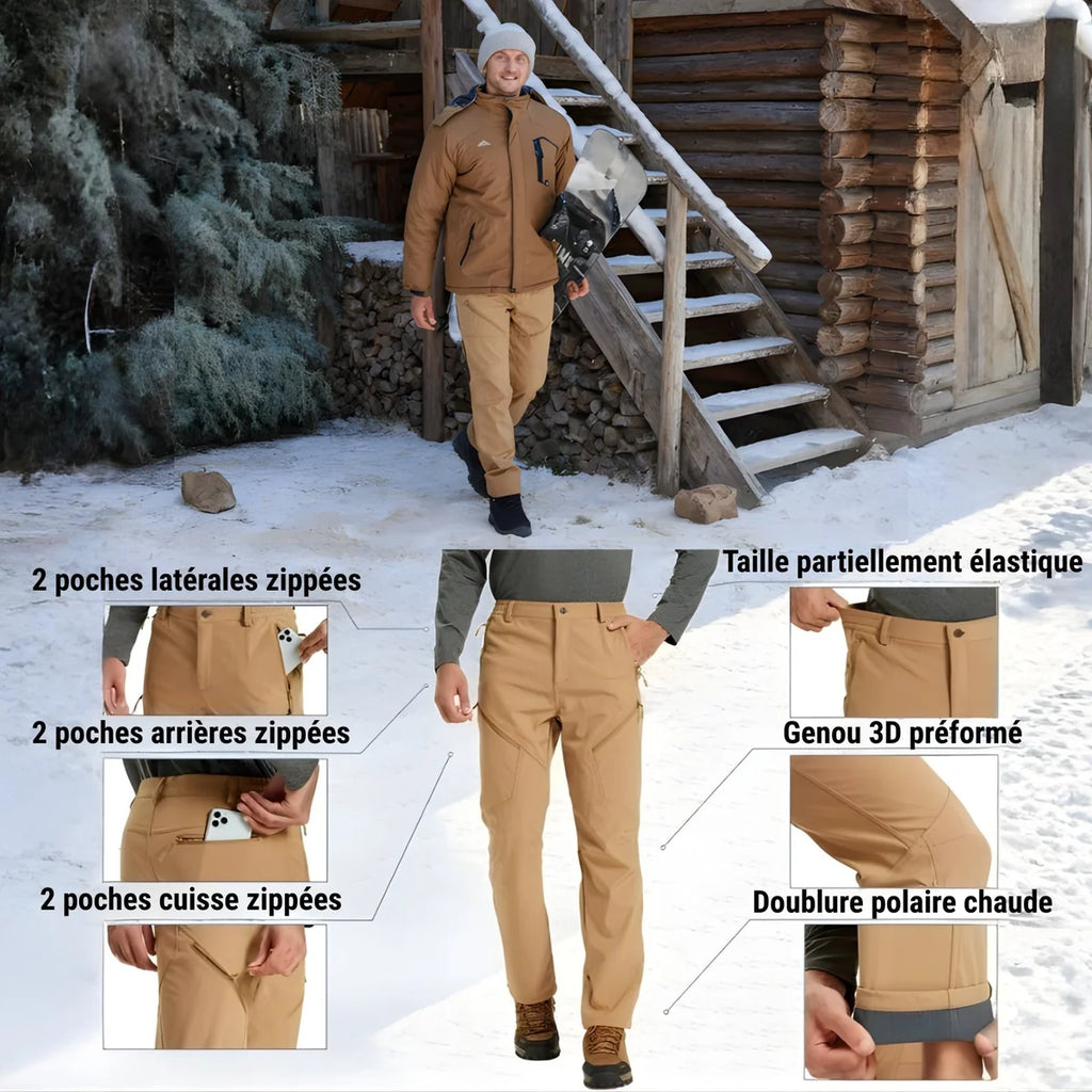Pantalon de randonnée hiver homme doublé polaire