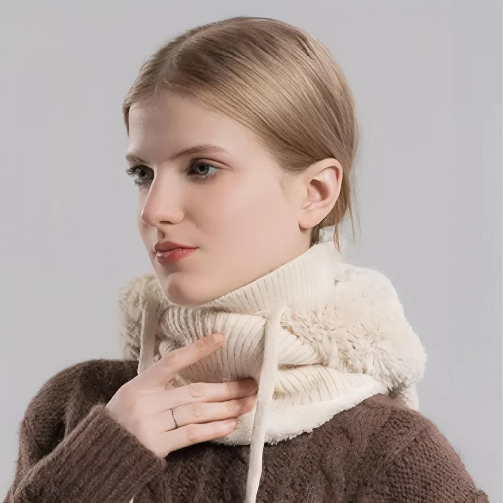 Cagoule écharpe chaude femme en maille