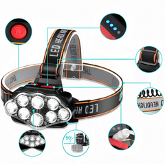 Lampe frontale de randonnée 8 LED