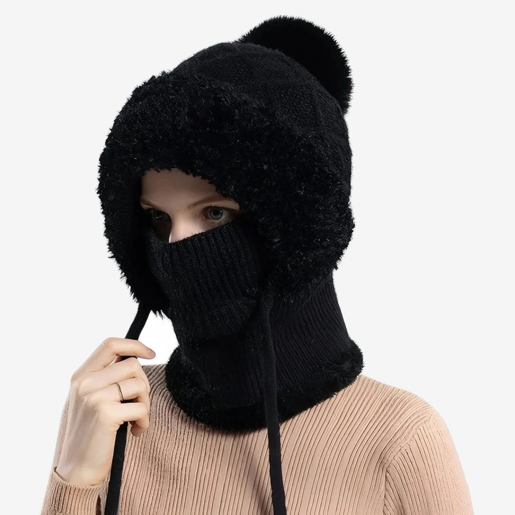 Cagoule écharpe chaude femme en maille