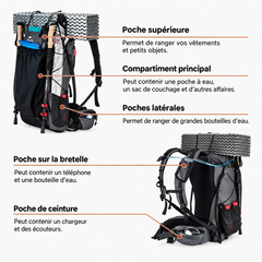 Sac à dos de randonnée 45 L ergonomique