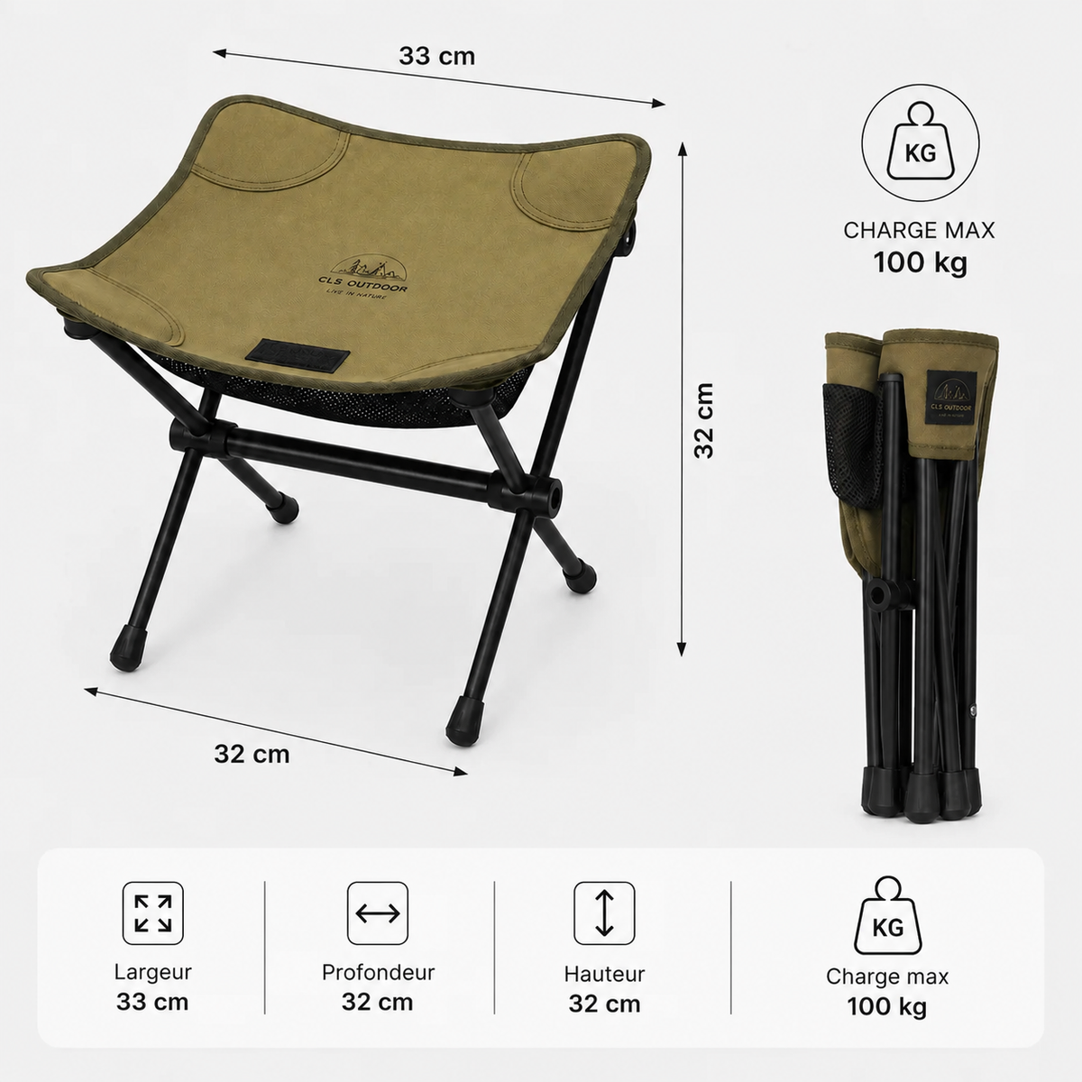 Chaise de camping pliante ultralégère