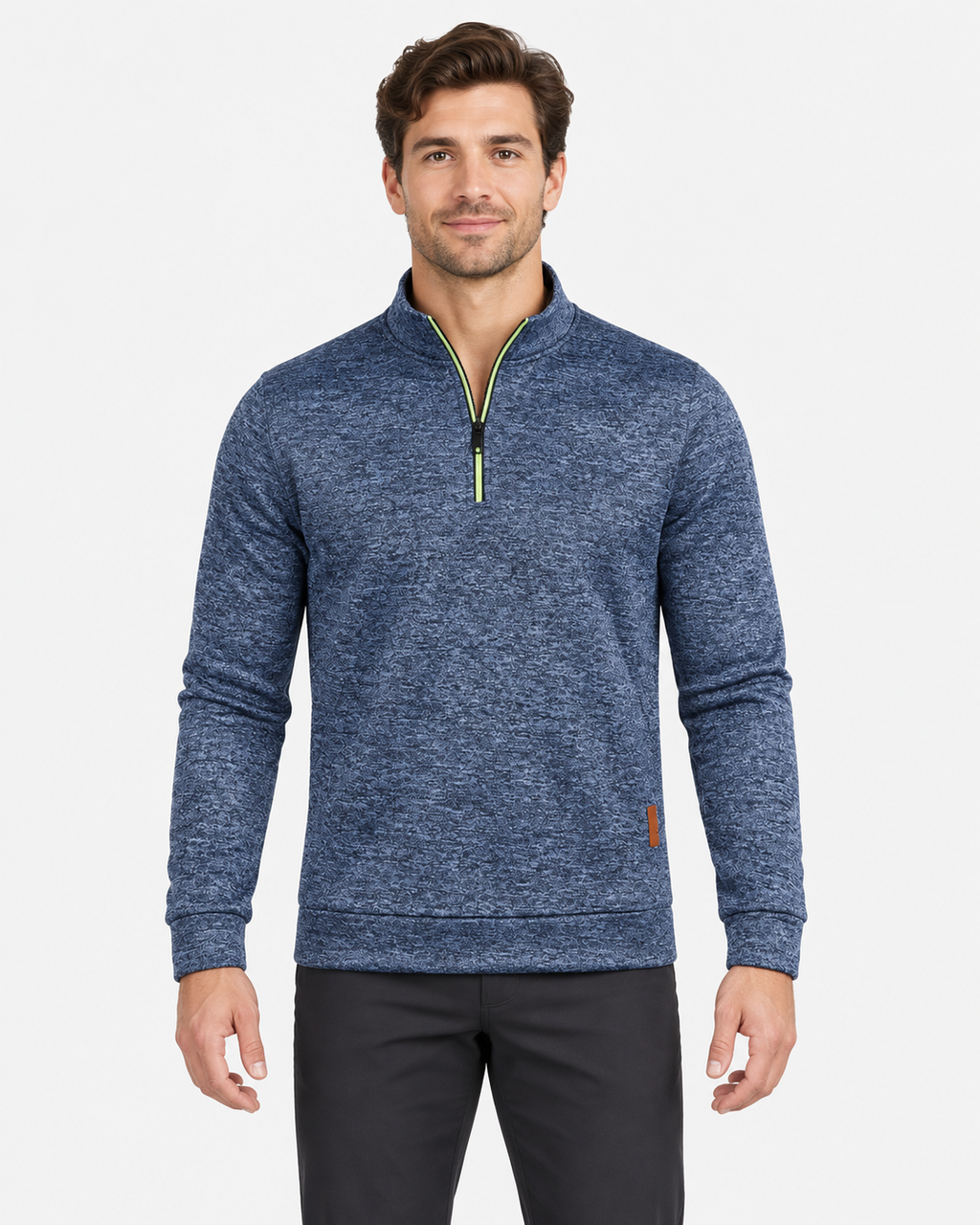 Pull randonnée homme col montant demi-zip