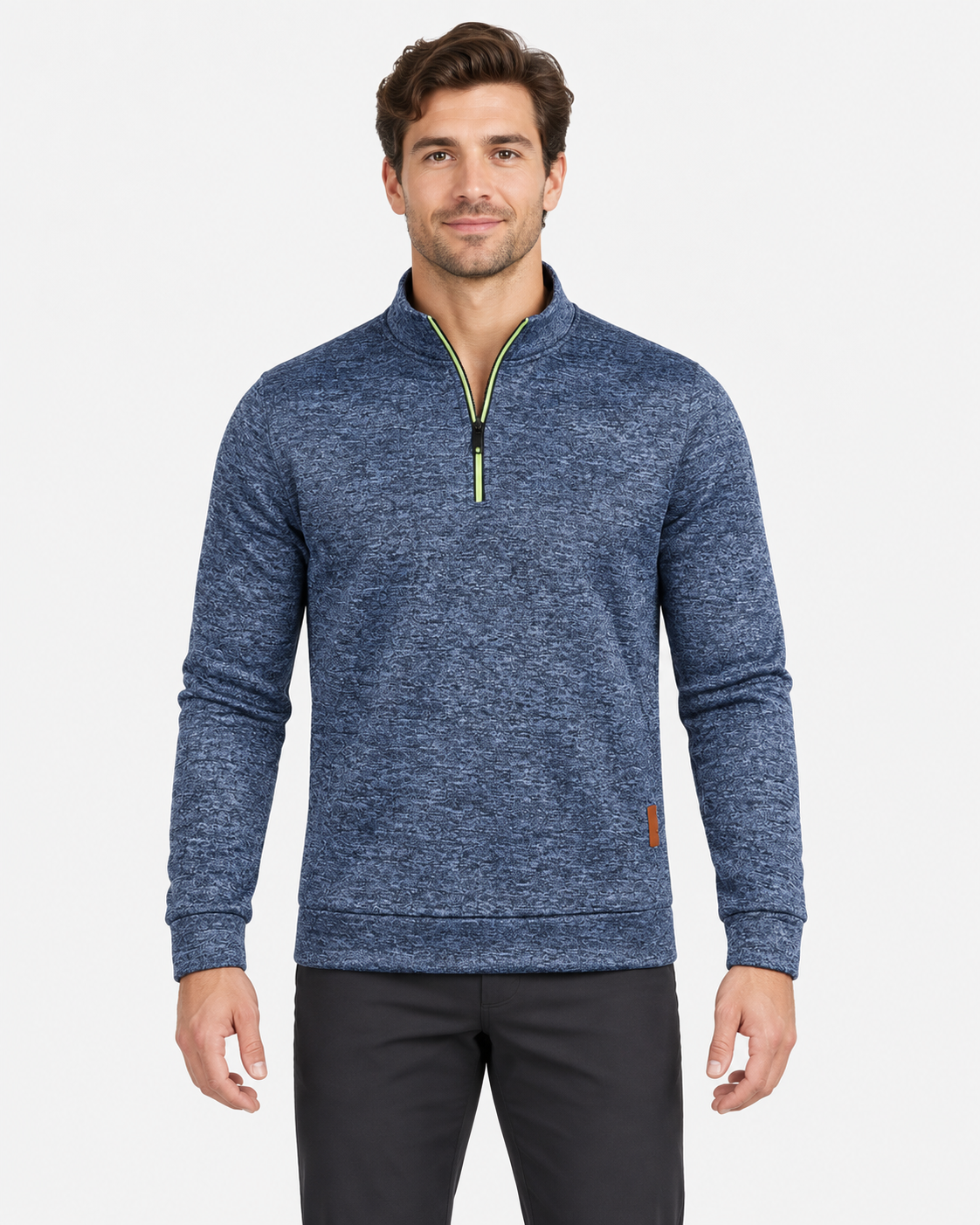 Pull randonnée homme col montant demi-zip