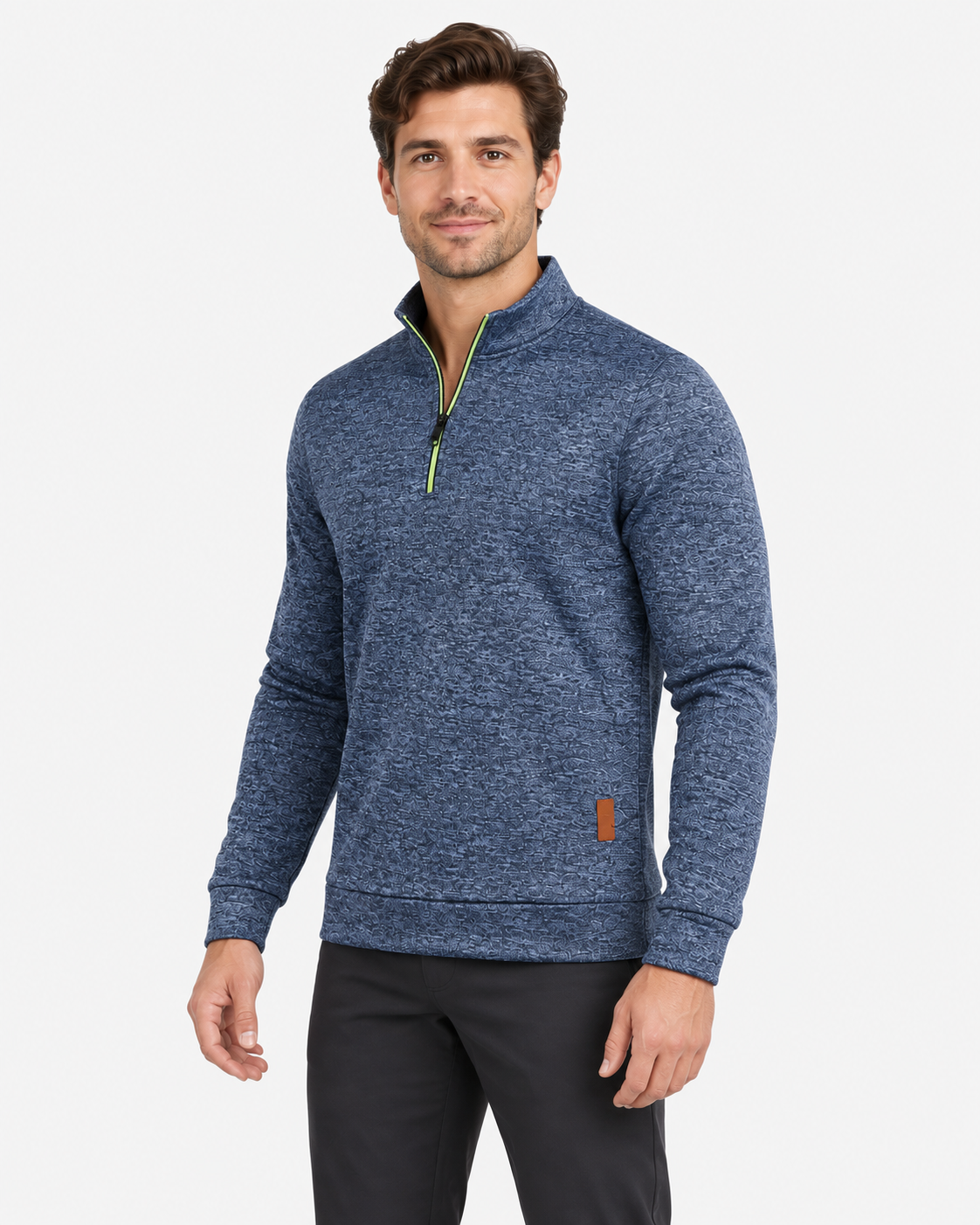 Pull randonnée homme col montant demi-zip