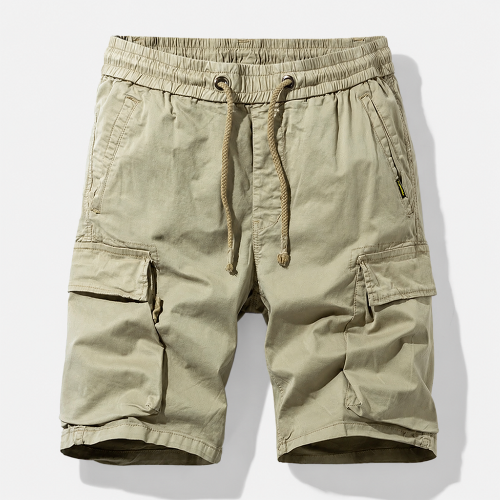 Short cargo homme multi-poches à taille élastique