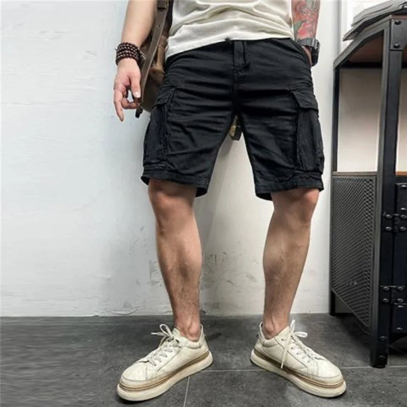 Short cargo homme multi-poches à taille élastique