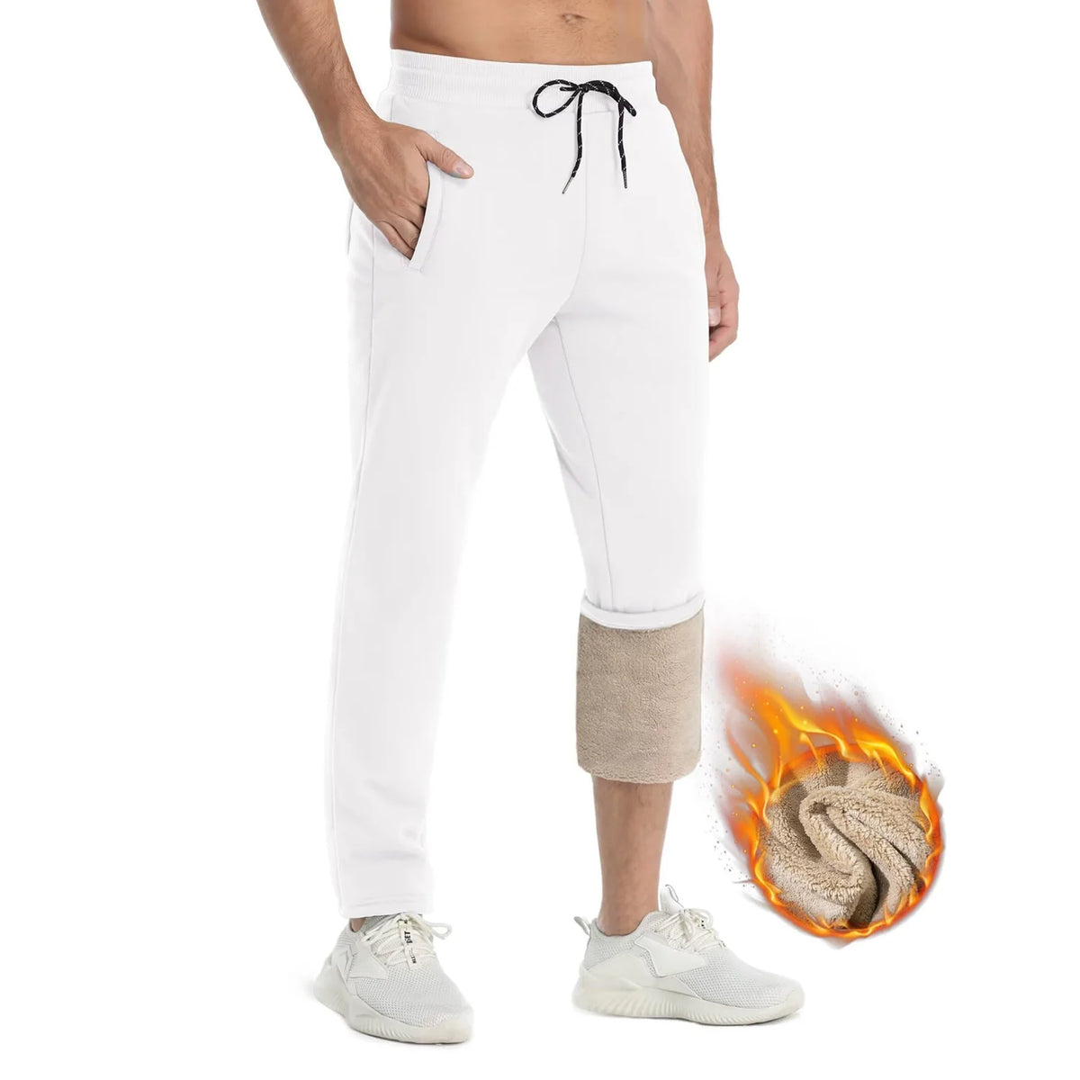 Pantalon de jogging doublé sherpa en coton homme