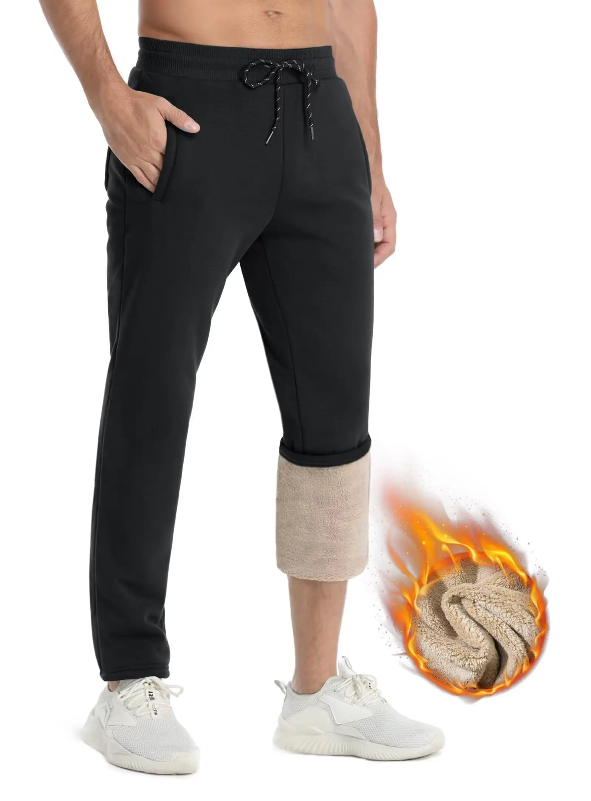 Pantalon de jogging doublé sherpa en coton homme