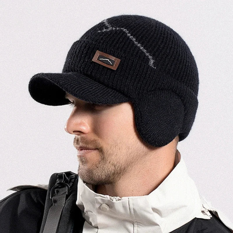 Bonnet homme à visière et cache-oreilles