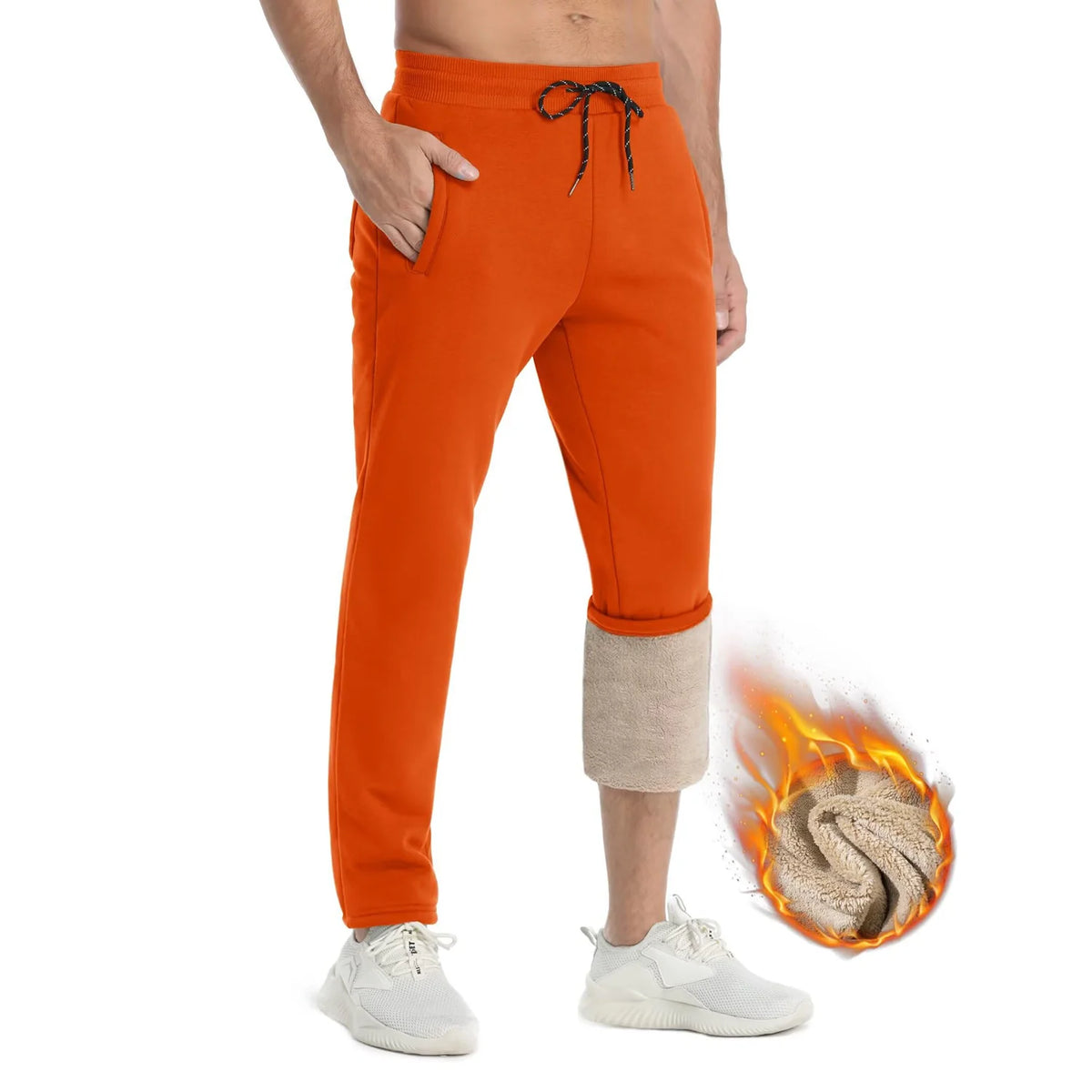 Pantalon de jogging doublé sherpa en coton homme