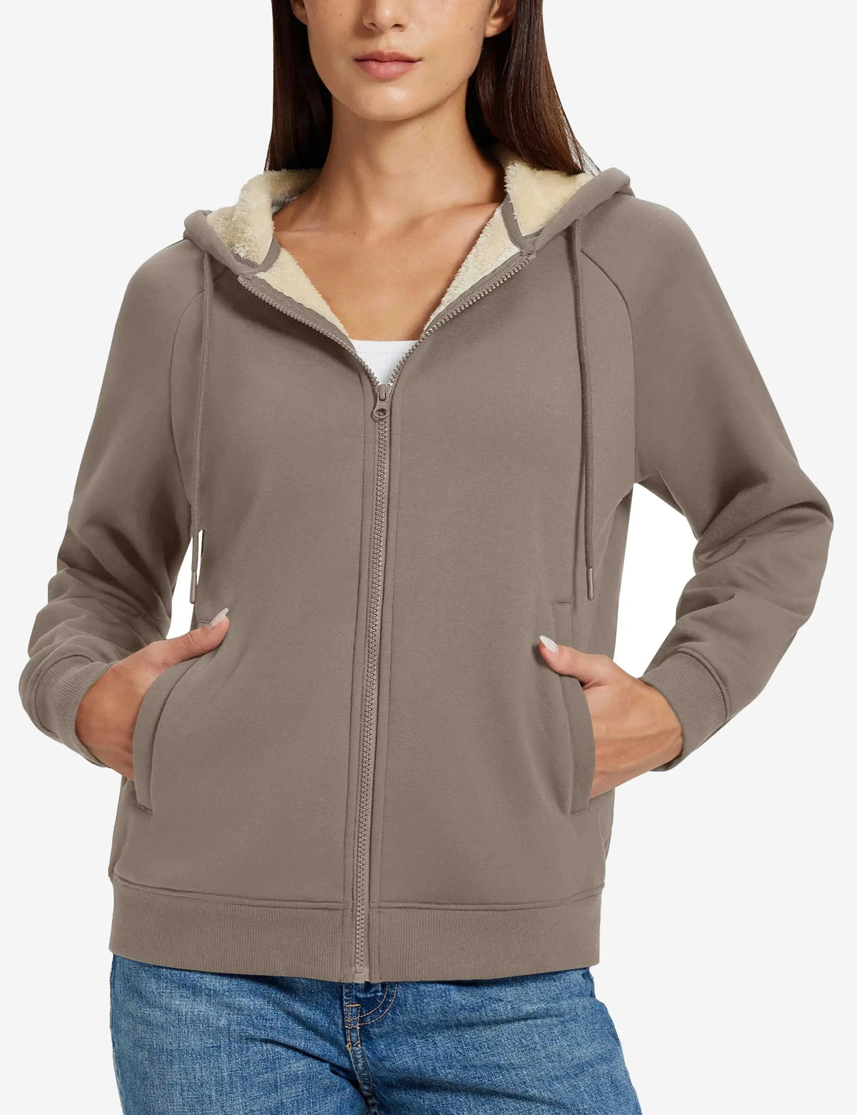 Sweat polaire zippé à capuche femme