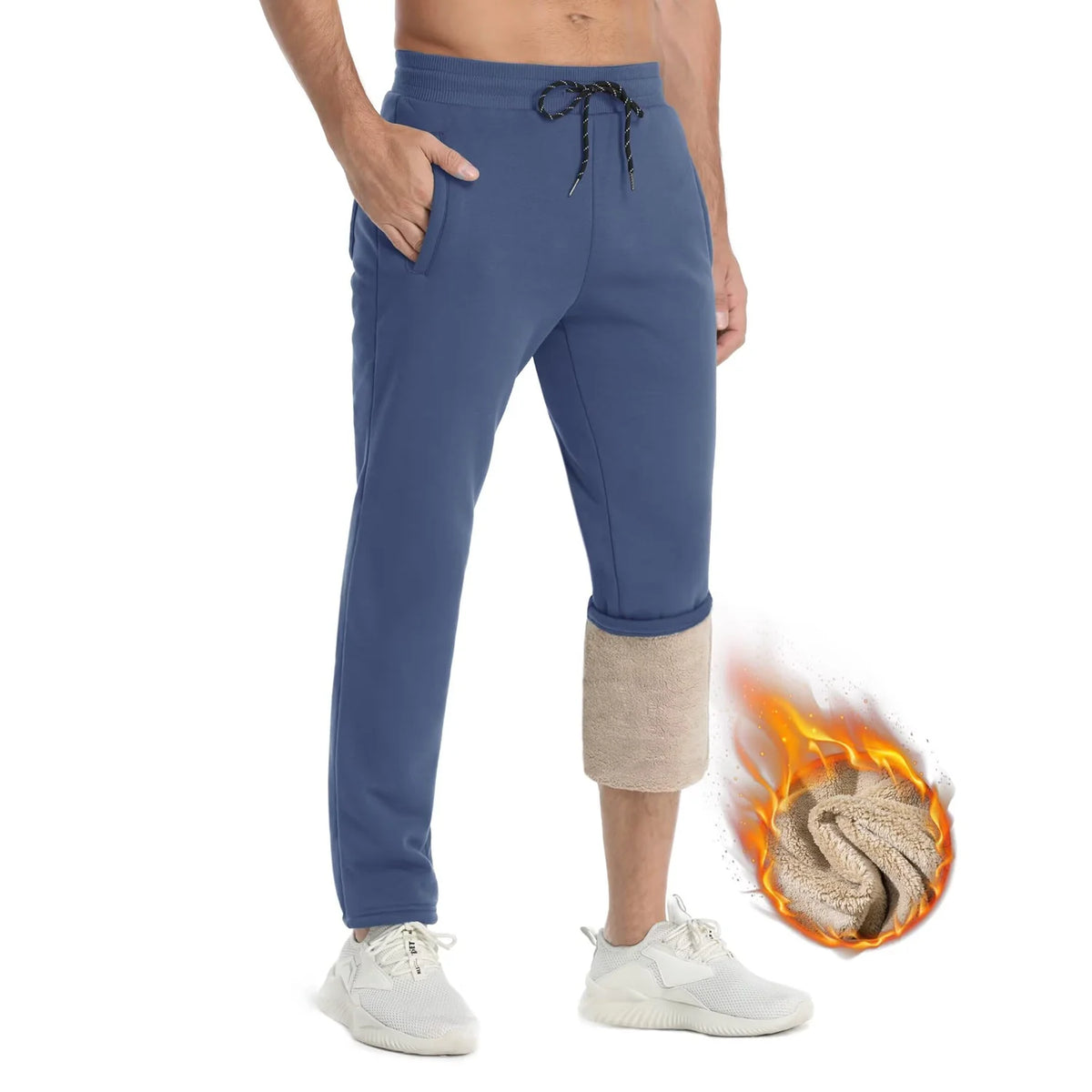 Pantalon de jogging doublé sherpa en coton homme