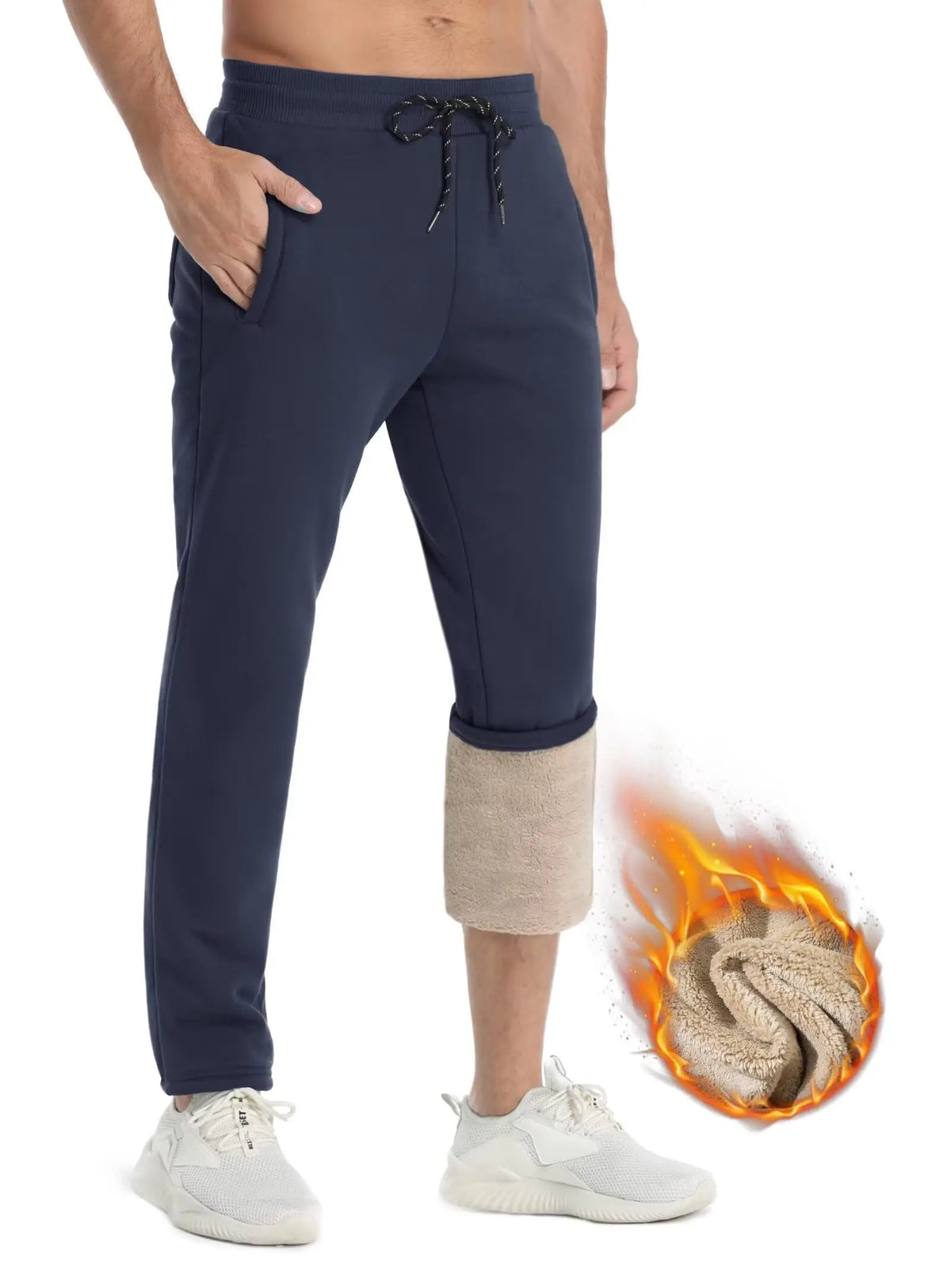 Pantalon de jogging doublé sherpa en coton homme