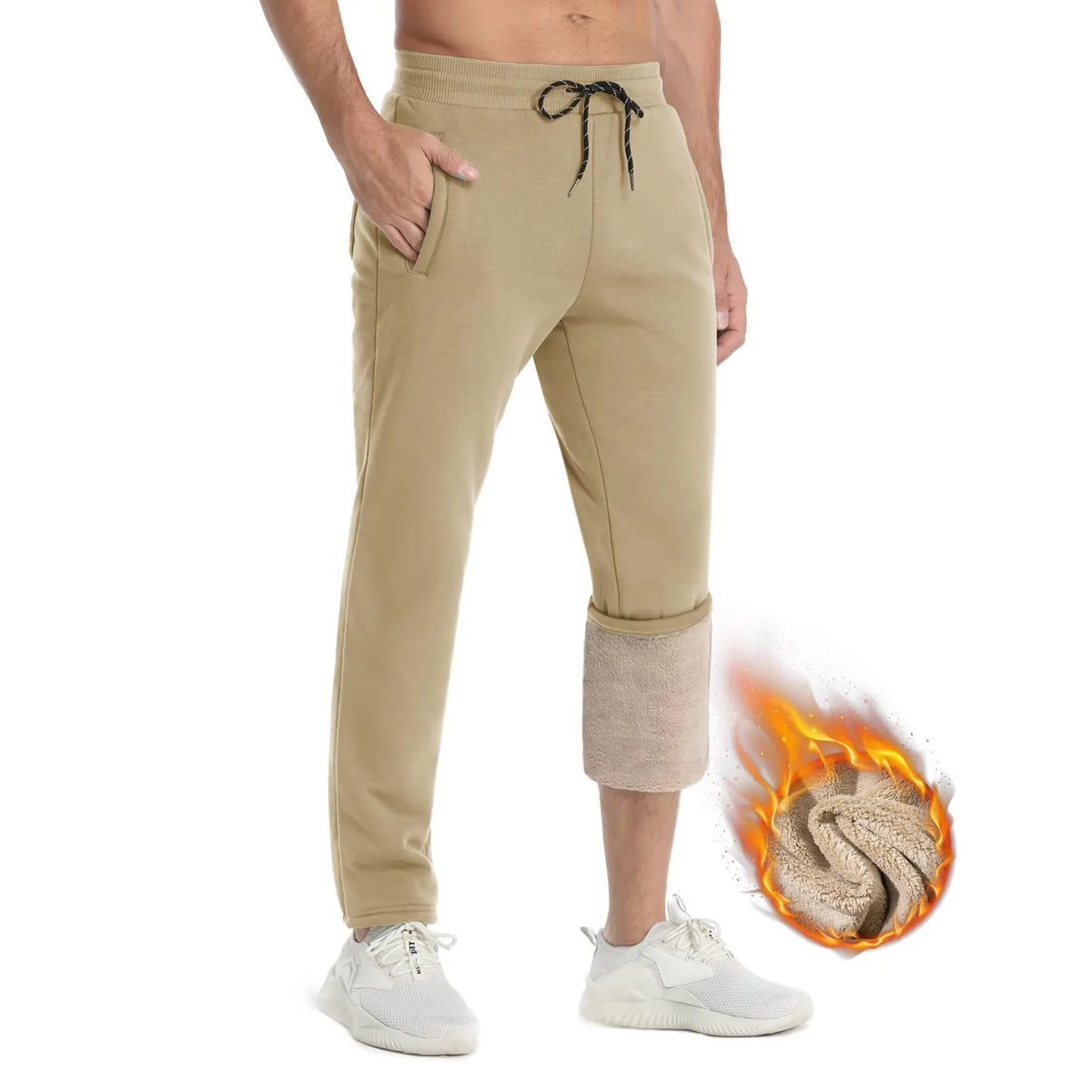 Pantalon de jogging doublé sherpa en coton homme