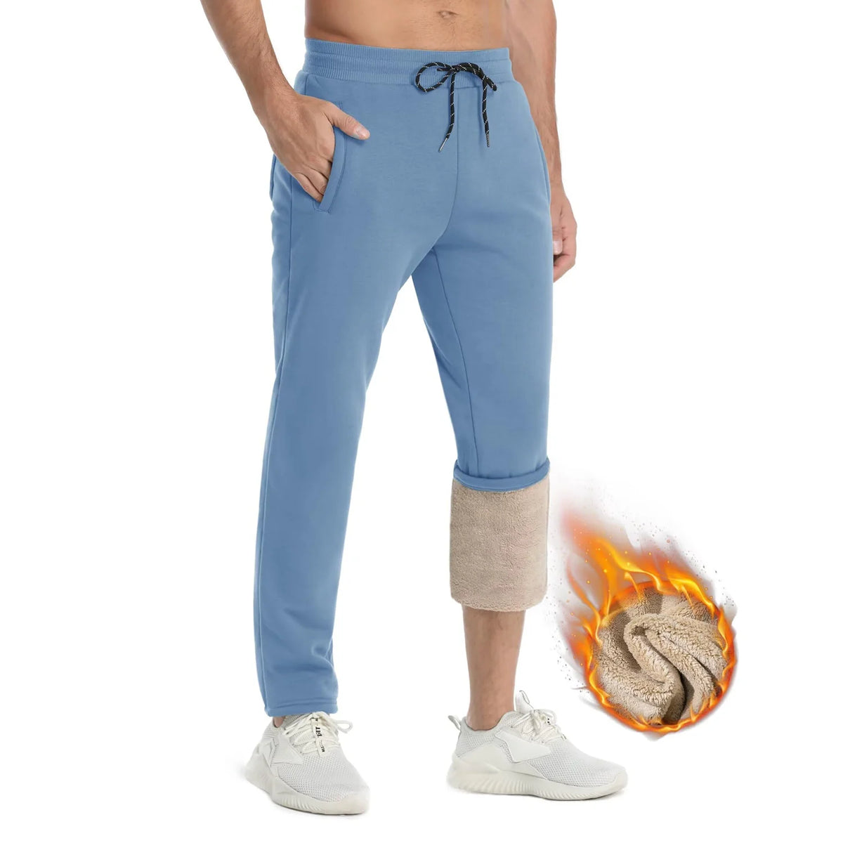 Pantalon de jogging doublé sherpa en coton homme