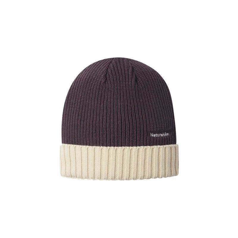 Bonnet à revers en laine, coloris bicolores