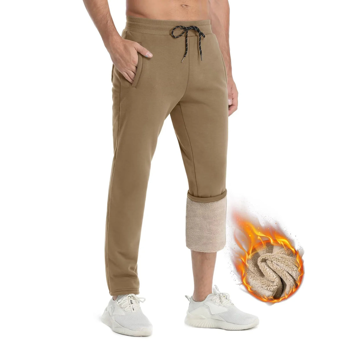 Pantalon de jogging doublé sherpa en coton homme