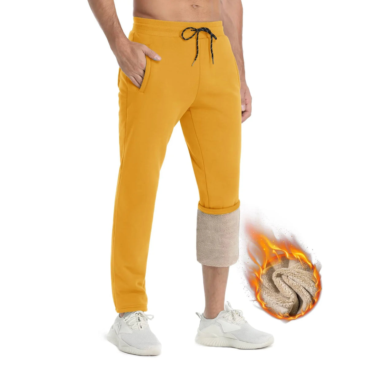 Pantalon de jogging doublé sherpa en coton homme