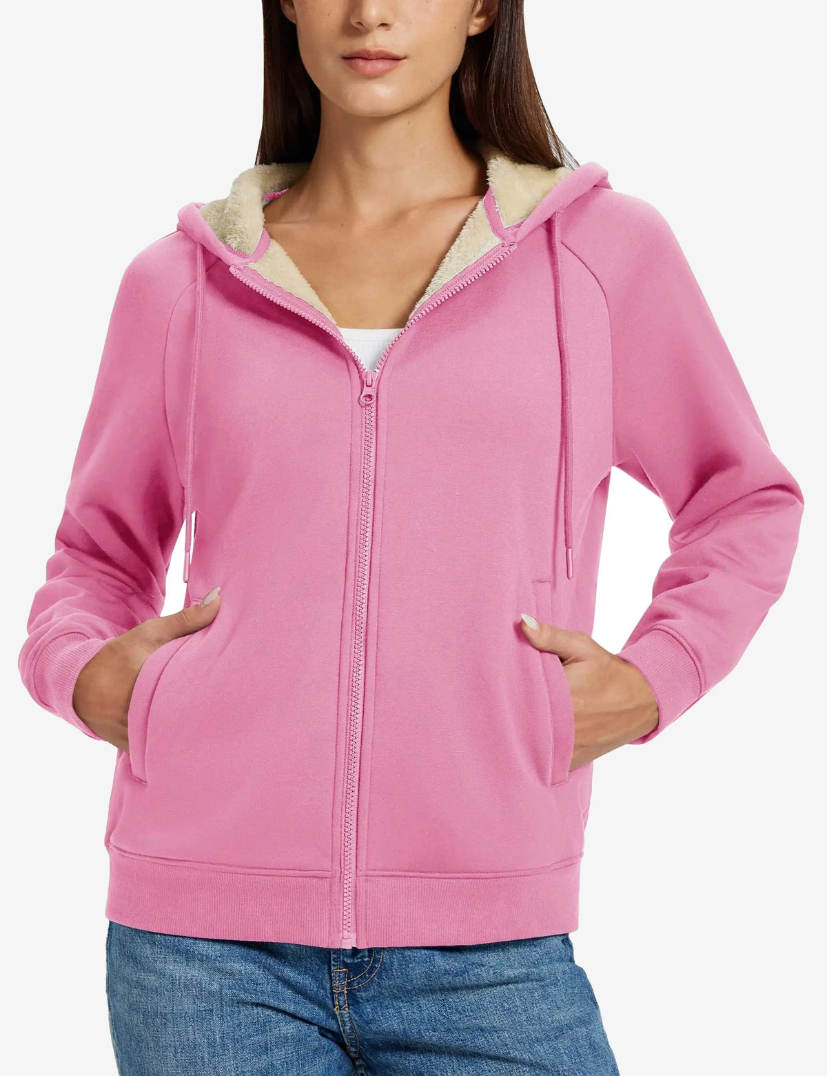 Sweat polaire zippé à capuche femme
