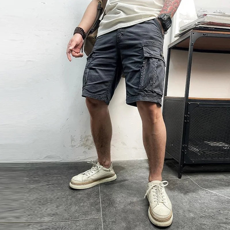 Short cargo homme multi-poches à taille élastique