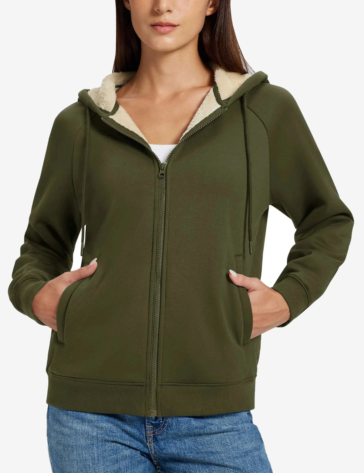 Sweat polaire zippé à capuche femme