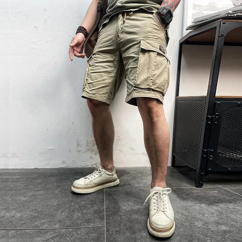 Short cargo homme multi-poches à taille élastique