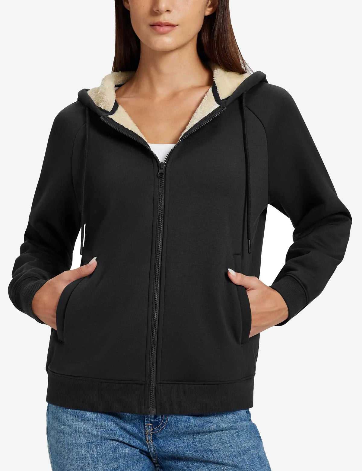Sweat polaire zippé à capuche femme